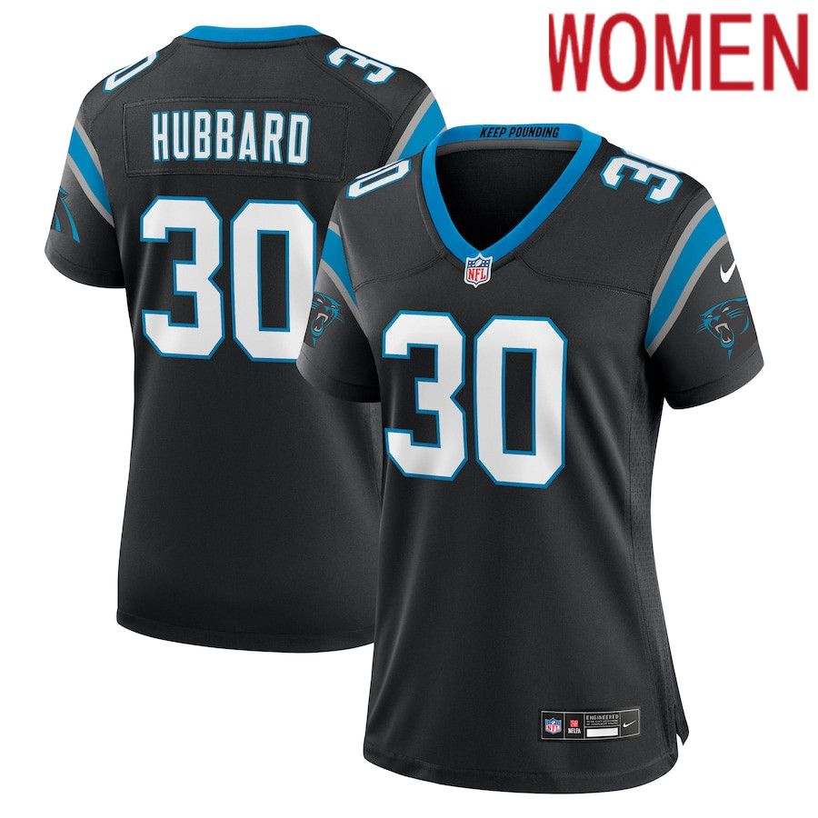 Women Carolina Panthers 30 Chuba Hubbard Nike Black Team Game NFL Jersey